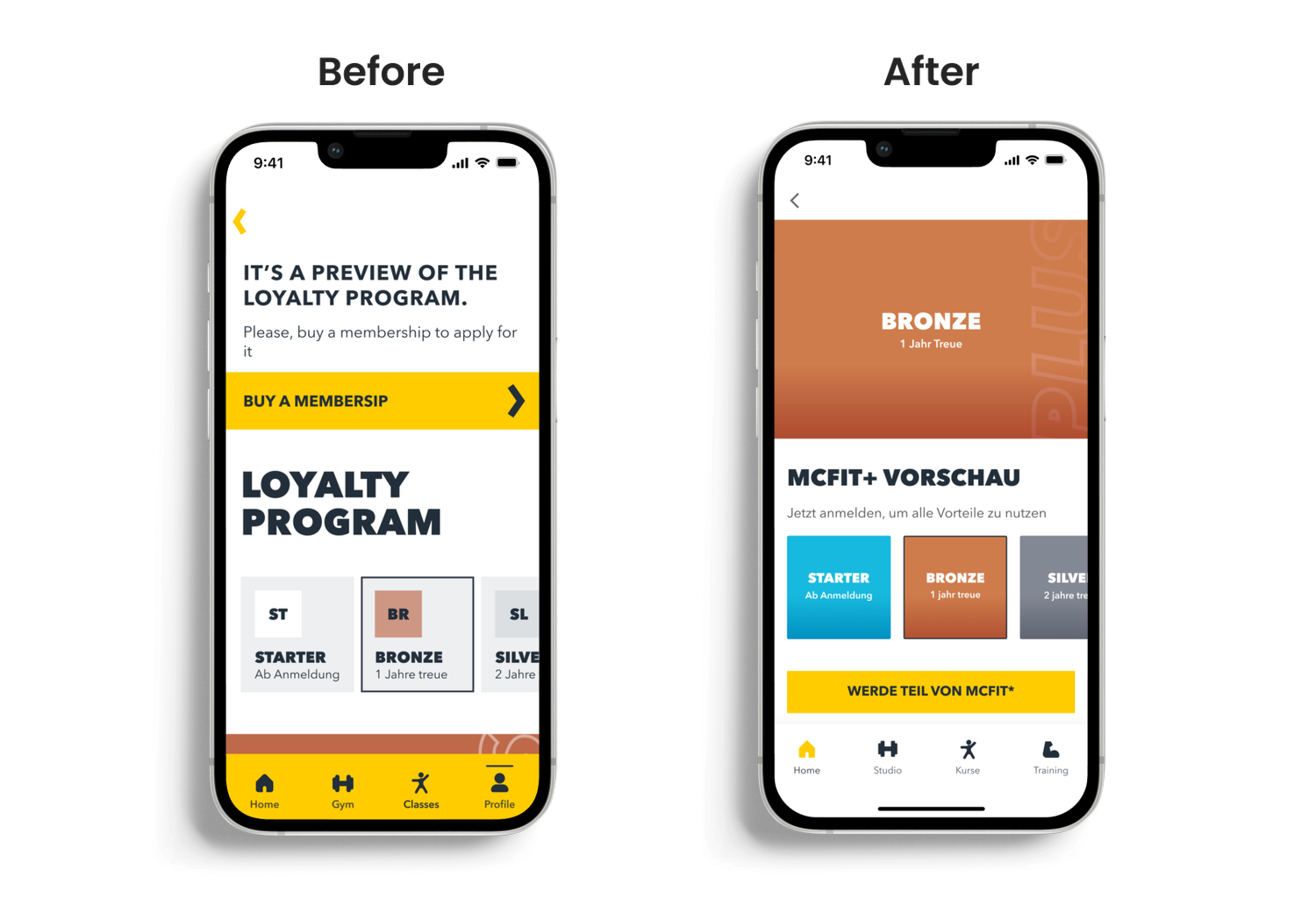 Before and after – Loyalty program preview