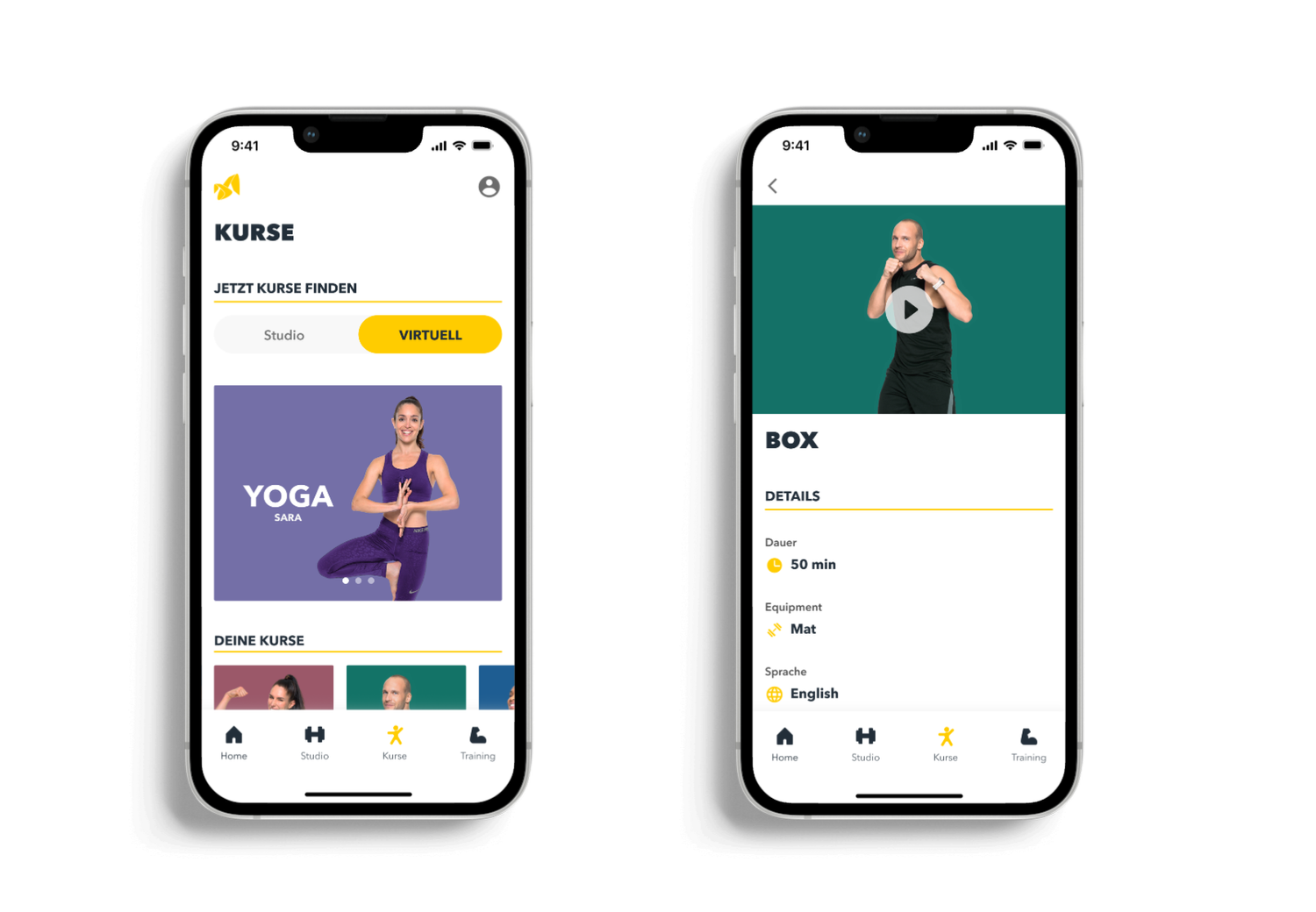 McFIT app – Virtual classes and class detail