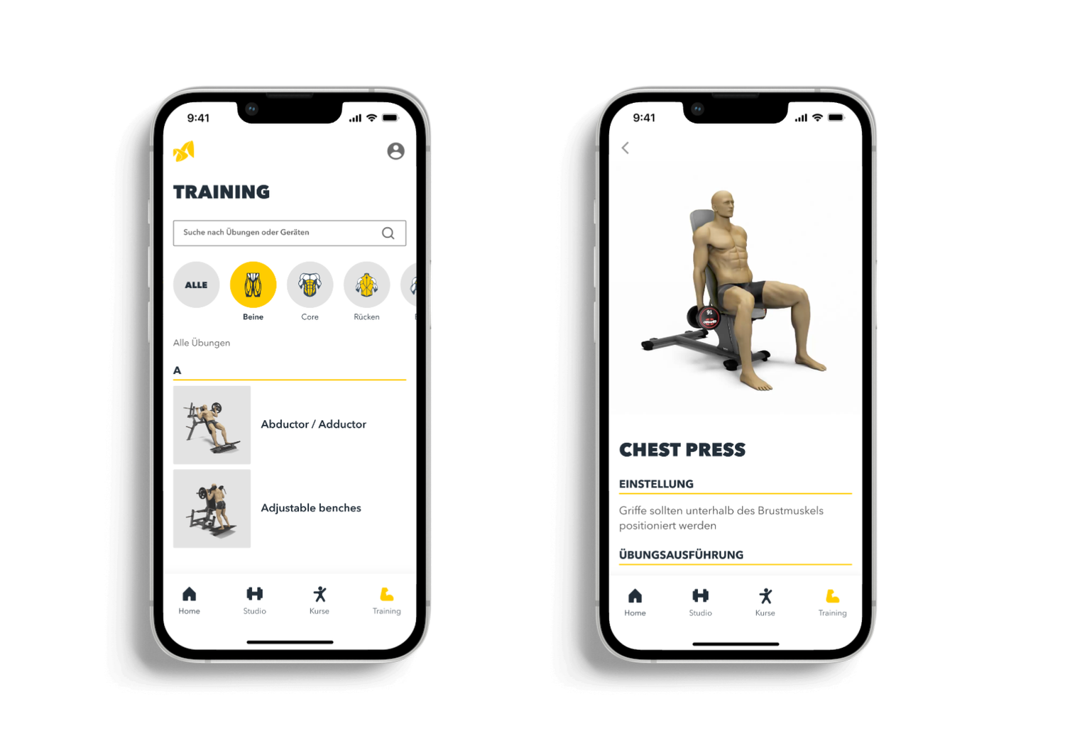 McFIT app – Training library and exercise detail