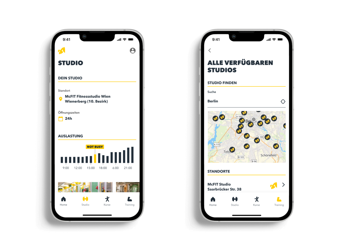 McFIT app – Studio details and studio finder