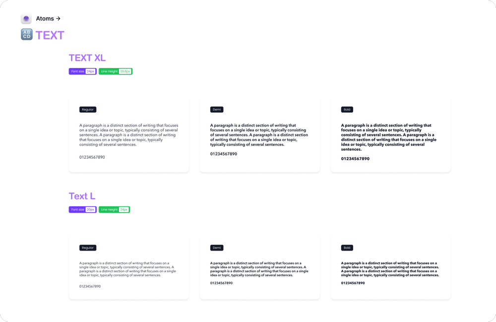 Text typography scale