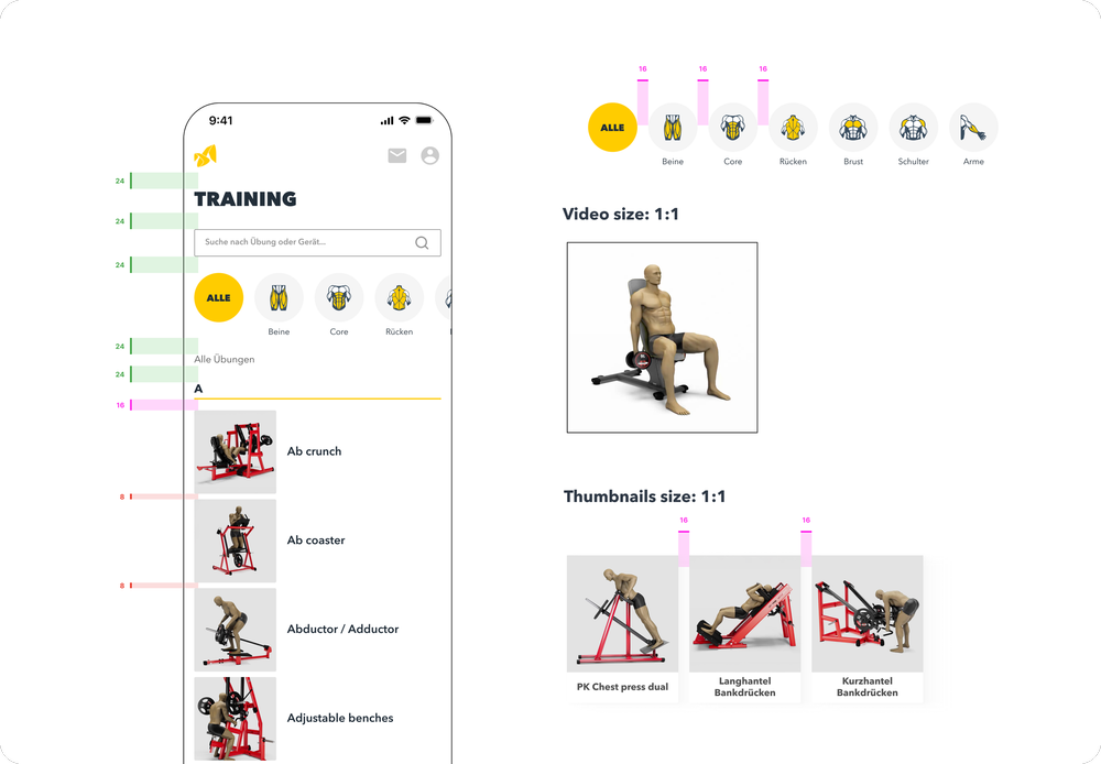Training screen handoff specifications