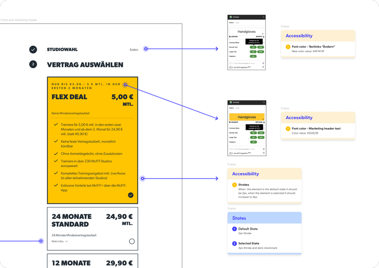 Contract selection page accessibility annotations