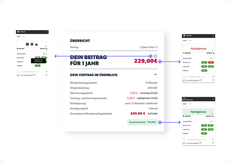 Checkout page contrast adjustments