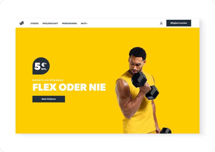 Flex Deal campaign hero on a yellow background