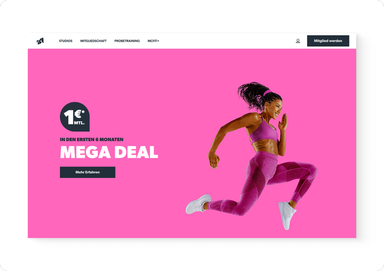 Mega Deal campaign hero on a magenta background
