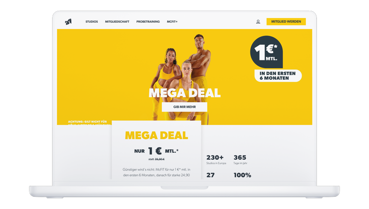 McFIT homepage stage module before the redesign